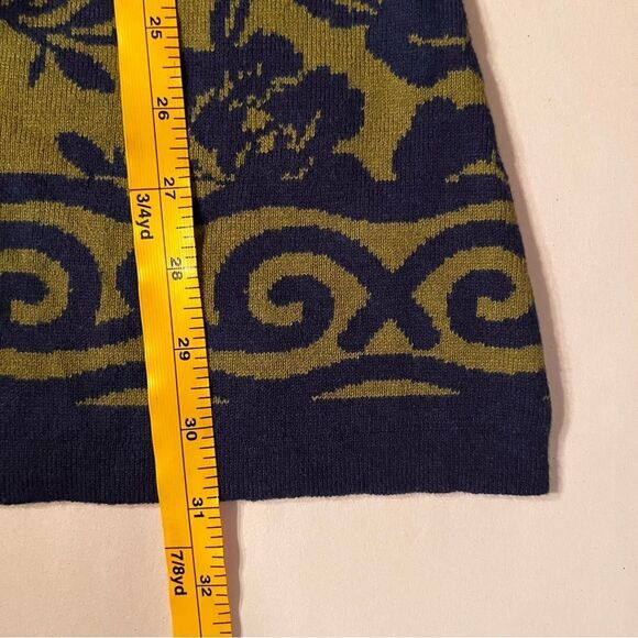 Isaac Mizrahi Live Sweater Womens XS Navy Olive Floral Open Cardigan - Picture 10 of 10